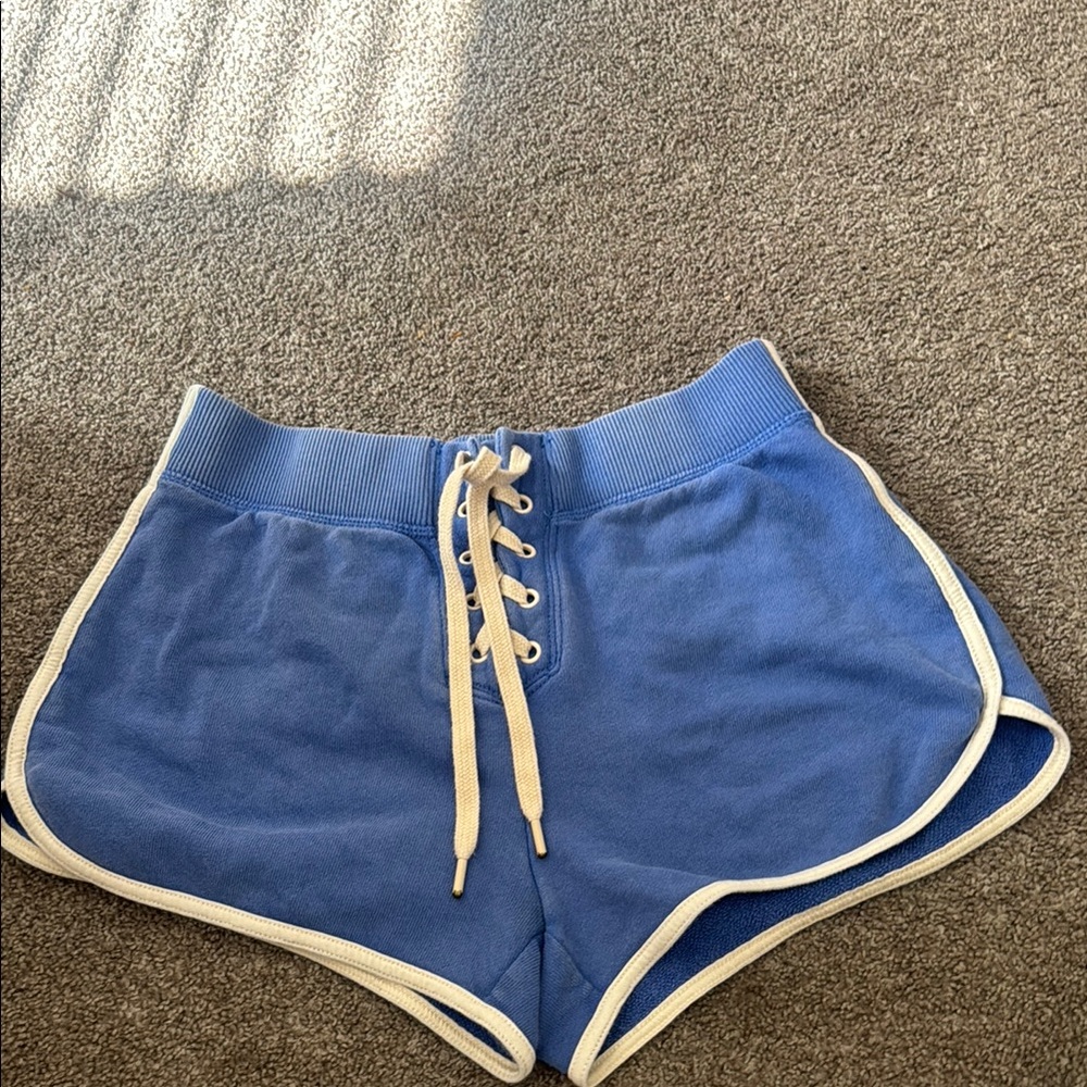 ⭐️AERIE Blue and White Lace-Up Women's Lounge Shorts